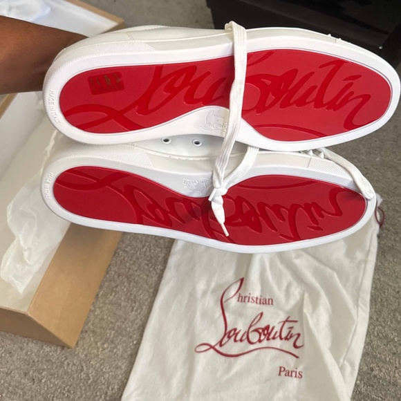 “Authentic Christian Louboutin Louis Junior Spikes Sneakers - Size 45.5 - White” - Picture 4 of 5
